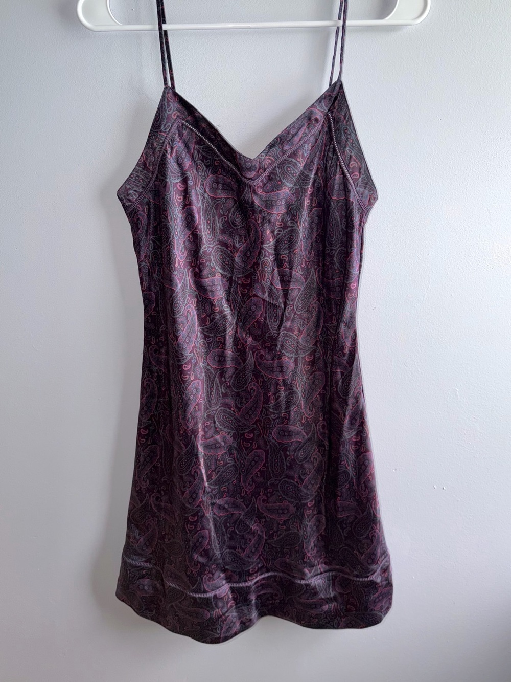 Vintage Y2K Slip Dress Mini Dress Size Small Paisley Print Purple